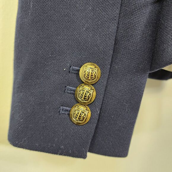 Talbots Women Blazer Jacket Size 12 2 Gold Button Closure Lined Long Sleeve Blue - Picture 6 of 9